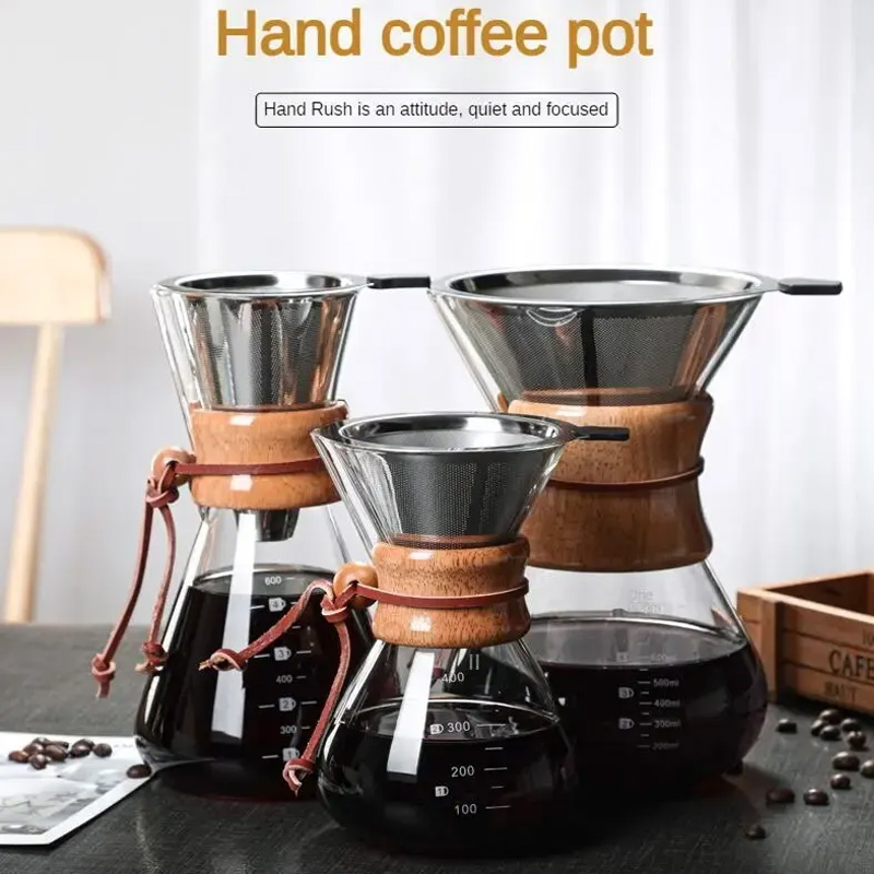 Coffee Equipment Pour Over - غلاية قهوة زجاجية يدوية مع فلتر