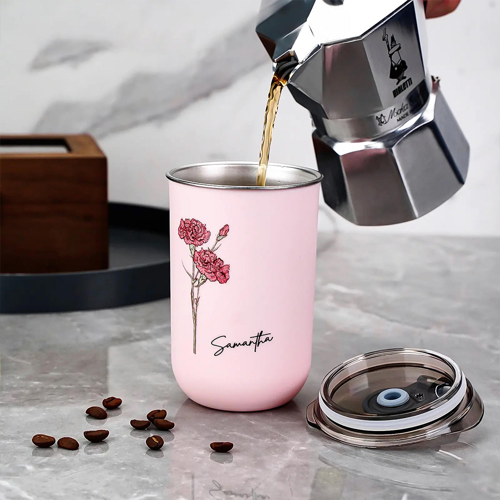 كوب قهوة مخصص مزين بزهرة الميل - مراجعة Coffee Equipment With Name وسعره